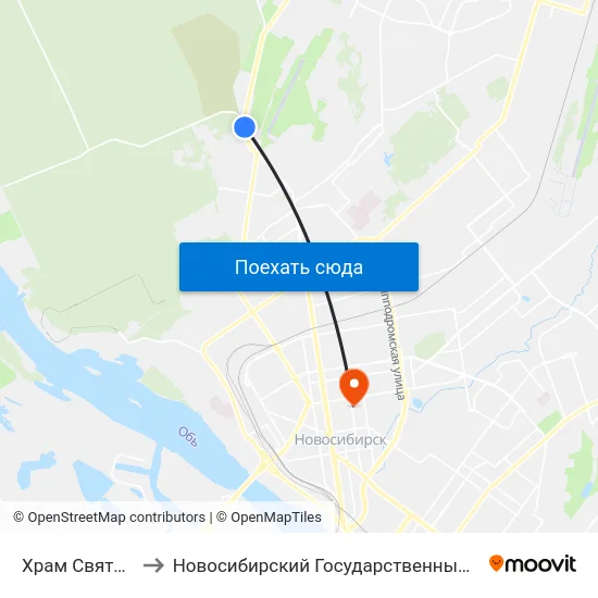 Храм Святого Муч.Евгения to Новосибирский Государственный Университет Экономики И Управления map