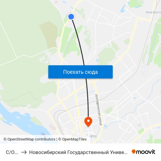 С/О Маяк to Новосибирский Государственный Университет Экономики И Управления map