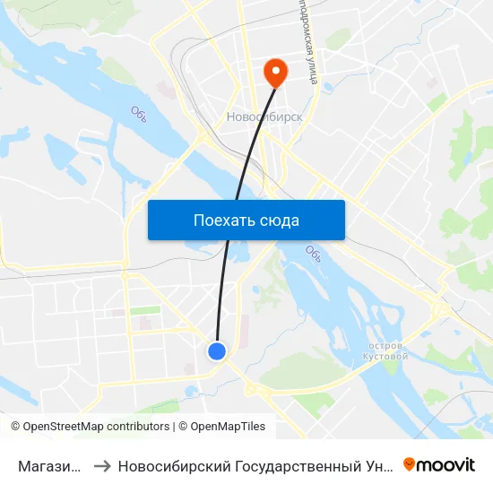 Магазин Сюрприз to Новосибирский Государственный Университет Экономики И Управления map
