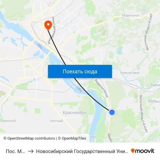 Пос. Матвеевка to Новосибирский Государственный Университет Экономики И Управления map