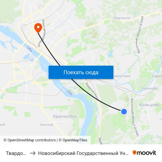 Твардовского Ул. to Новосибирский Государственный Университет Экономики И Управления map