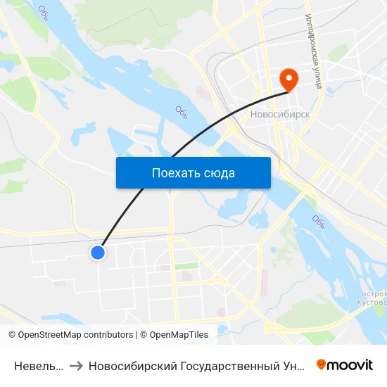Невельского Ул. to Новосибирский Государственный Университет Экономики И Управления map