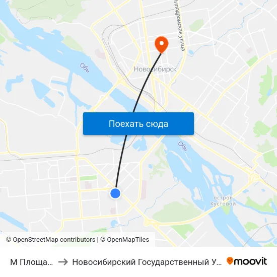 М Площадь К.Маркса to Новосибирский Государственный Университет Экономики И Управления map