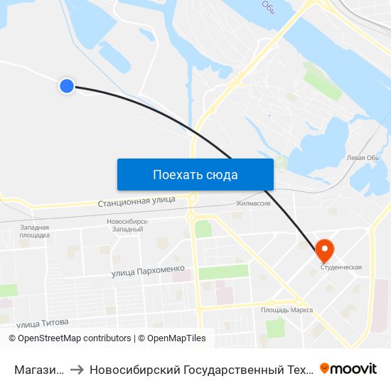 Магазин №24 to Новосибирский Государственный Технический Университет map