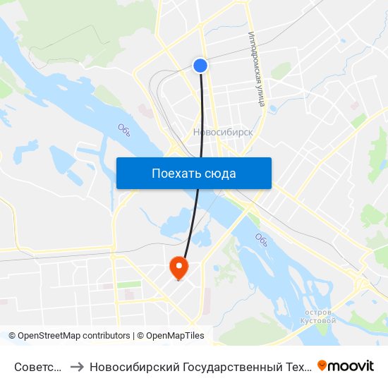 Советская Ул. to Новосибирский Государственный Технический Университет map
