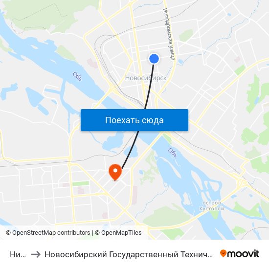 Ниито to Новосибирский Государственный Технический Университет map