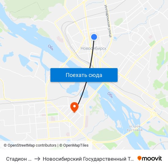 Стадион Спартак to Новосибирский Государственный Технический Университет map