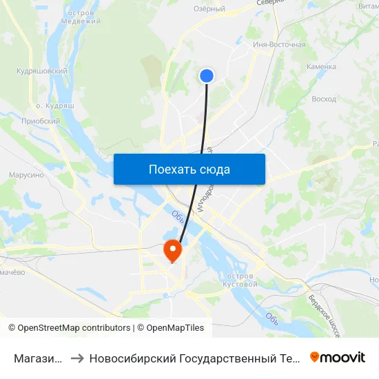 Магазин Маяк to Новосибирский Государственный Технический Университет map