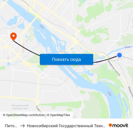 Питомник to Новосибирский Государственный Технический Университет map