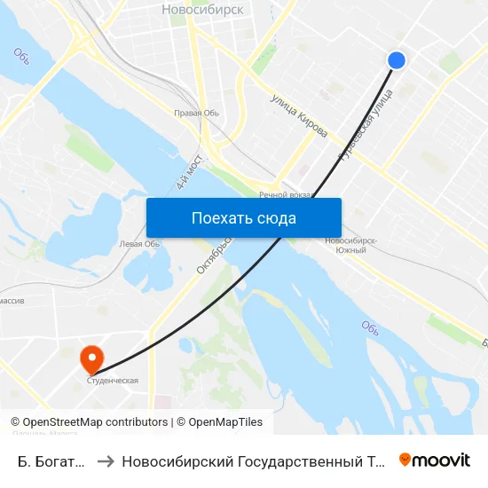 Б. Богаткова Ул. to Новосибирский Государственный Технический Университет map