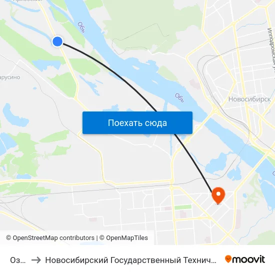 Озеро to Новосибирский Государственный Технический Университет map