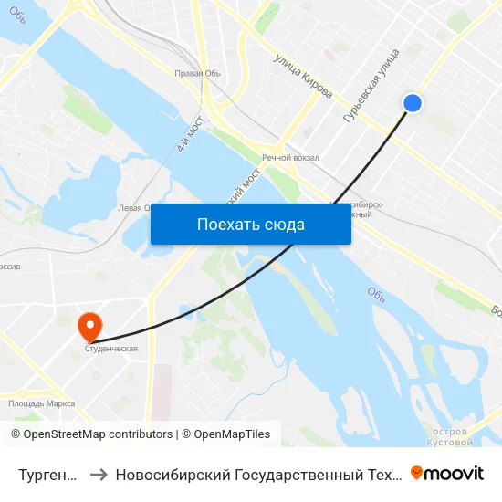Тургенева Ул. to Новосибирский Государственный Технический Университет map