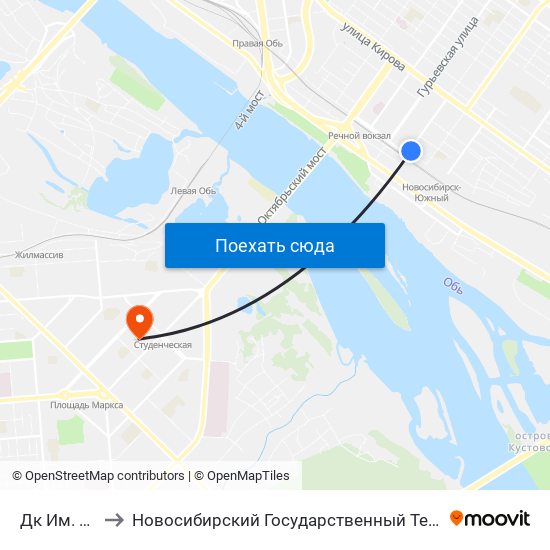 Дк Им. Попова to Новосибирский Государственный Технический Университет map