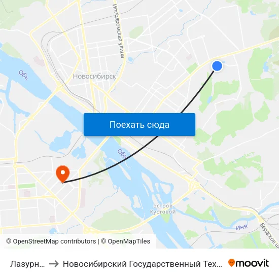 Лазурная Ул. to Новосибирский Государственный Технический Университет map