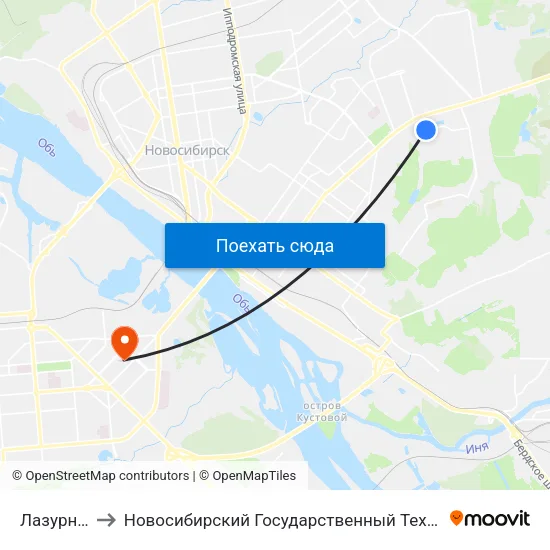 Лазурная Ул. to Новосибирский Государственный Технический Университет map