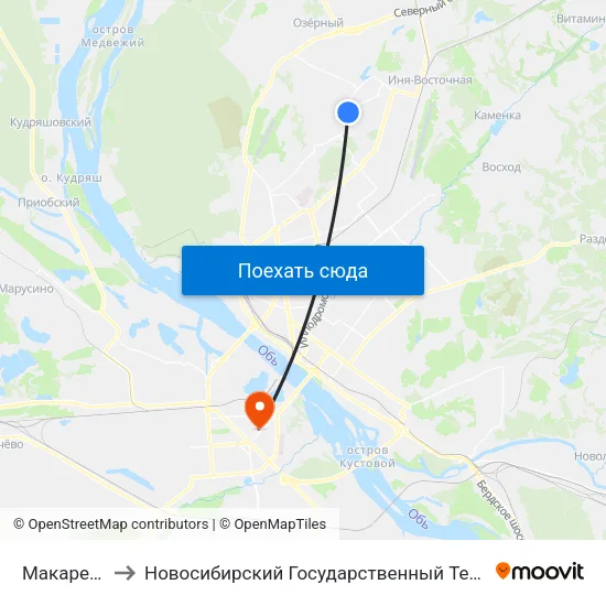 Макаренко Ул. to Новосибирский Государственный Технический Университет map