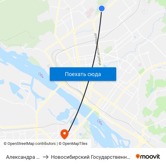 Александра Невского Ул. to Новосибирский Государственный Технический Университет map