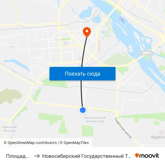 Площадь Кирова to Новосибирский Государственный Технический Университет map