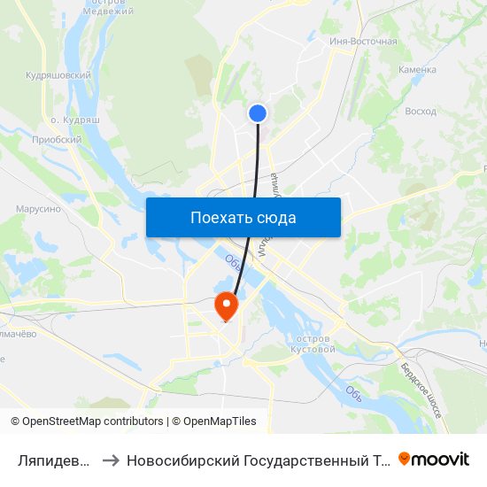 Ляпидевского Ул. to Новосибирский Государственный Технический Университет map