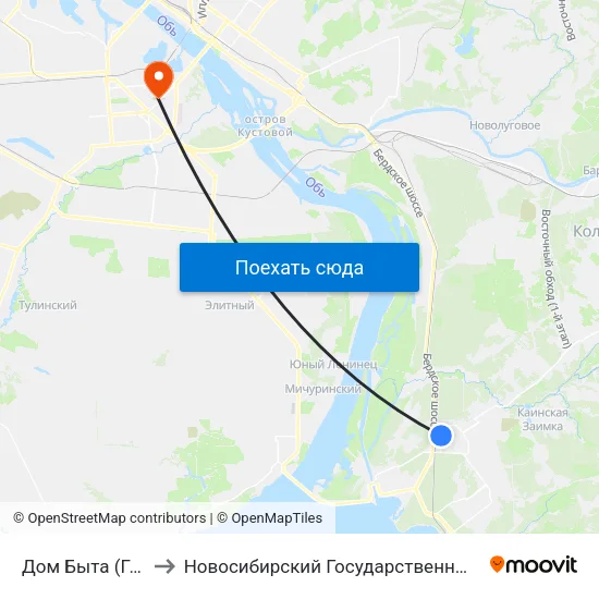 Дом Быта (Героев Труда) to Новосибирский Государственный Технический Университет map
