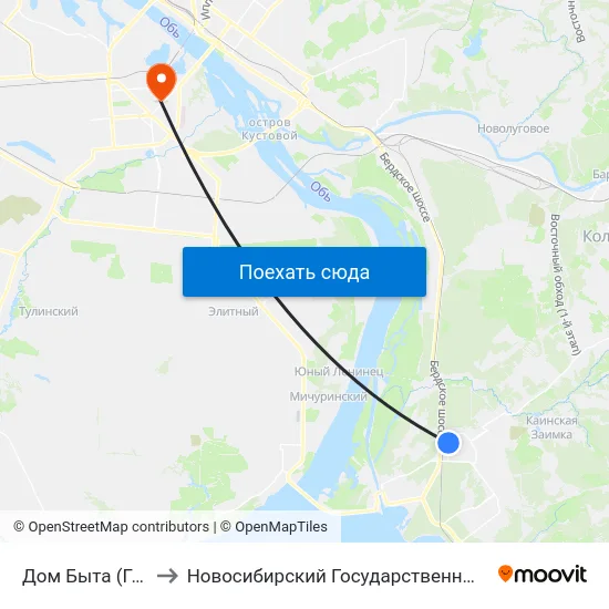 Дом Быта (Героев Труда) to Новосибирский Государственный Технический Университет map
