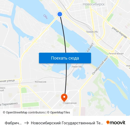 Фабричная Ул. to Новосибирский Государственный Технический Университет map