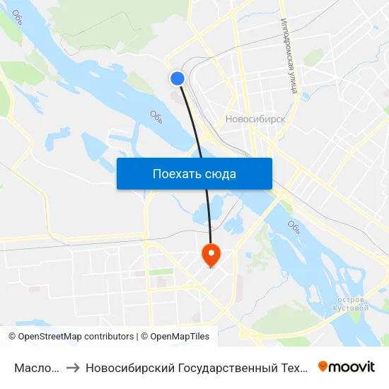 Маслозавод to Новосибирский Государственный Технический Университет map