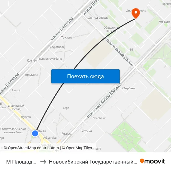 М Площадь К.Маркса to Новосибирский Государственный Технический Университет map