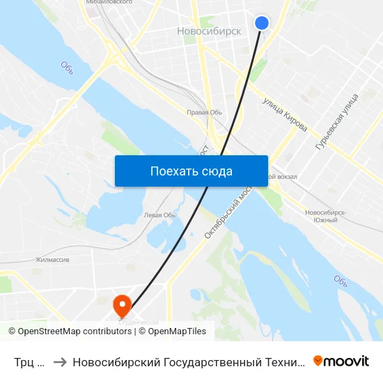 Трц Аура to Новосибирский Государственный Технический Университет map