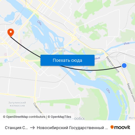 Станция Сибирская to Новосибирский Государственный Технический Университет map