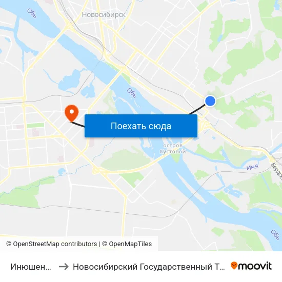 Инюшенский Бор to Новосибирский Государственный Технический Университет map