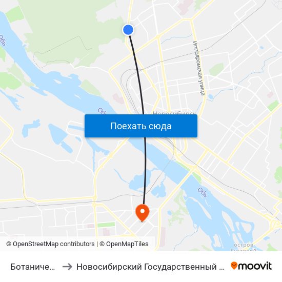 Ботанический Ж/М to Новосибирский Государственный Технический Университет map
