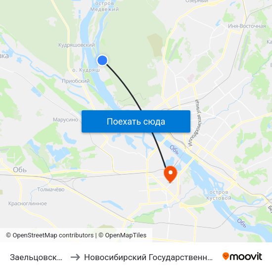 Заельцовский Санаторий to Новосибирский Государственный Технический Университет map