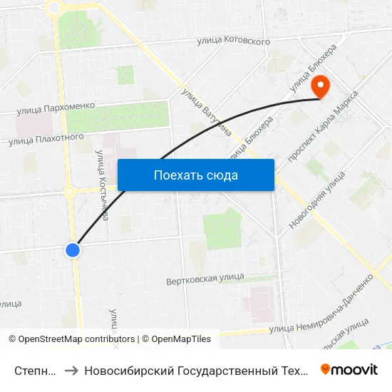 Степная Ул. to Новосибирский Государственный Технический Университет map