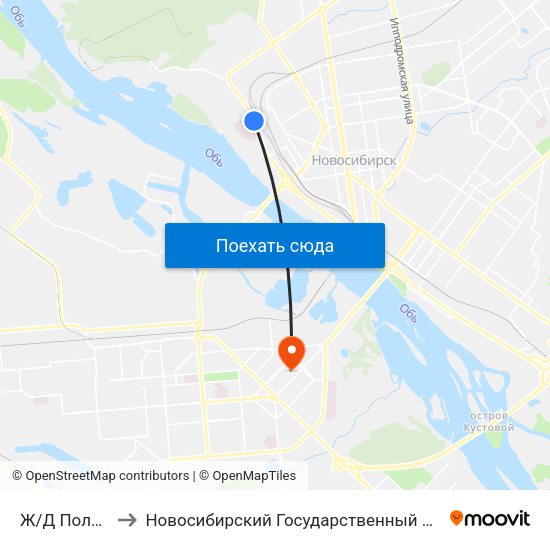 Ж/Д Поликлиника to Новосибирский Государственный Технический Университет map