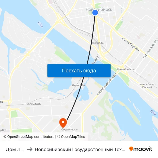 Дом Ленина to Новосибирский Государственный Технический Университет map