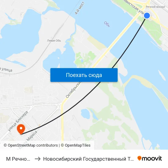 М Речной Вокзал to Новосибирский Государственный Технический Университет map