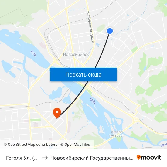 Гоголя Ул. (Ул. Красина) to Новосибирский Государственный Технический Университет map