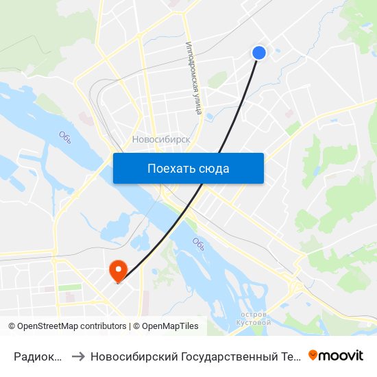 Радиоколледж to Новосибирский Государственный Технический Университет map
