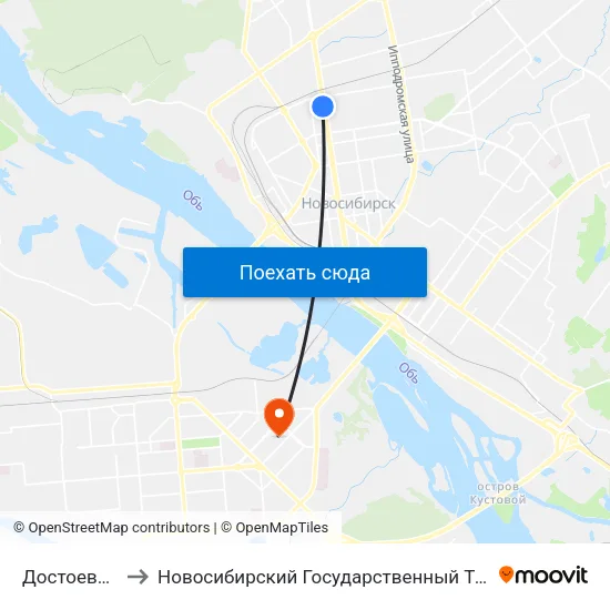 Достоевского Ул. to Новосибирский Государственный Технический Университет map