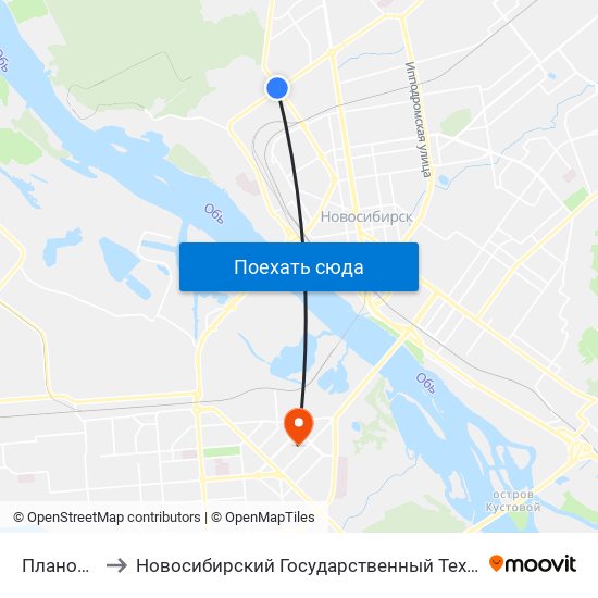 Плановая Ул. to Новосибирский Государственный Технический Университет map