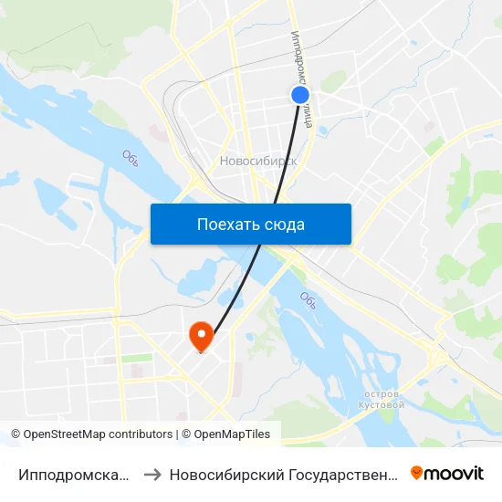 Ипподромская Ул. (Ул. Гоголя) to Новосибирский Государственный Технический Университет map