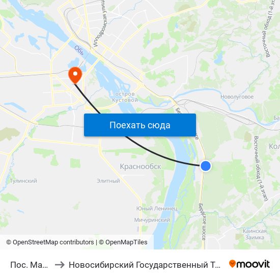 Пос. Матвеевка to Новосибирский Государственный Технический Университет map