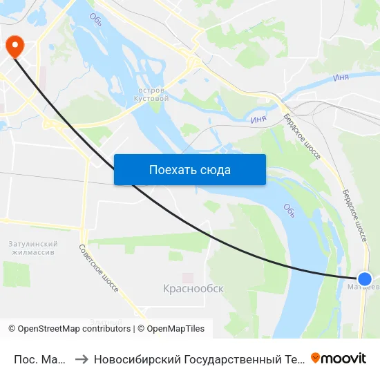 Пос. Матвеевка to Новосибирский Государственный Технический Университет map
