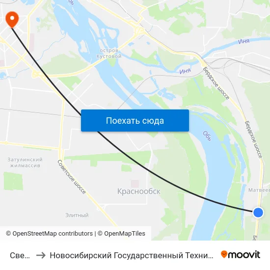 Светлая to Новосибирский Государственный Технический Университет map