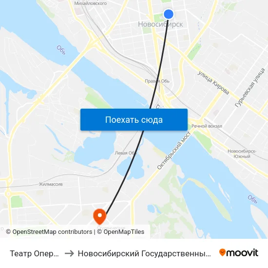 Театр Оперы И Балета to Новосибирский Государственный Технический Университет map