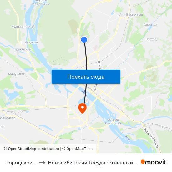 Городской Аэропорт to Новосибирский Государственный Технический Университет map