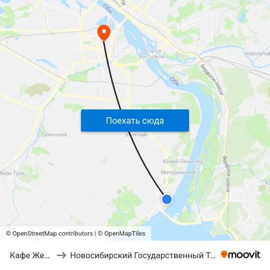 Кафе Жемчужина to Новосибирский Государственный Технический Университет map