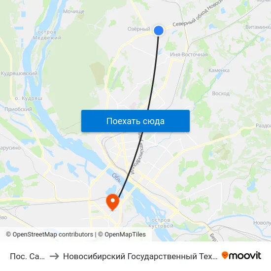 Пос. Садовый to Новосибирский Государственный Технический Университет map