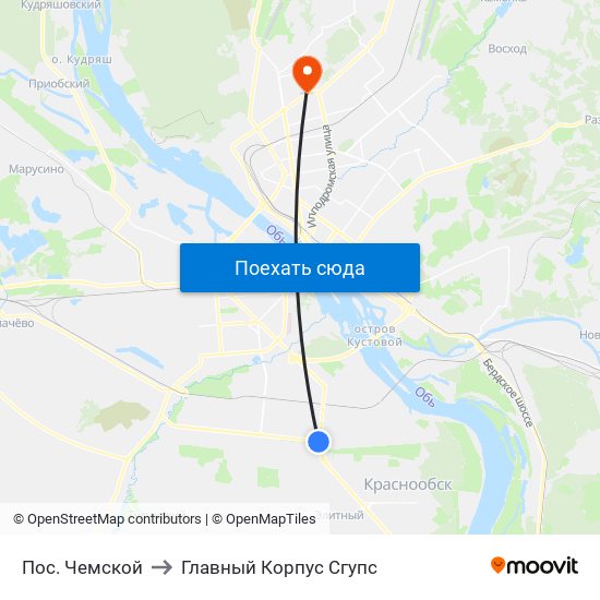 Пос. Чемской to Главный Корпус Сгупс map